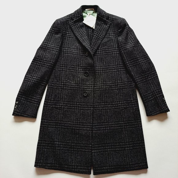 NEW Pal Zileri Wool Plaid Dark Grey Coat Jacket Size 48/S - Picture 8 of 16